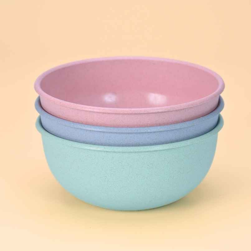 Eha Earth Friendly Frosty Mixing Bowl | Made With Rice Husk And Bamboo Fibers|Set Of 3|Multicolor