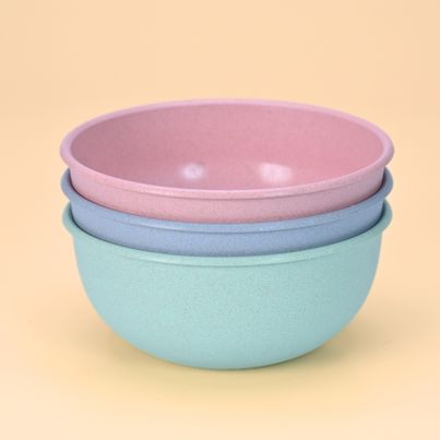 Eha Earth Friendly Frosty Mixing Bowl | Made With Rice Husk And Bamboo Fibers|Set Of 3|Multicolor