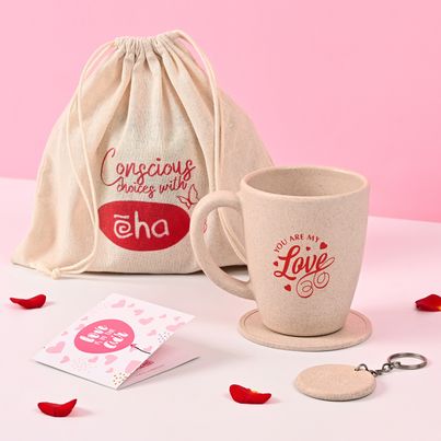 Eha Earth-Friendly Valentine Gift | 300 ml Coffee Mug | Rice Husk Biocomposite | Sand Castle