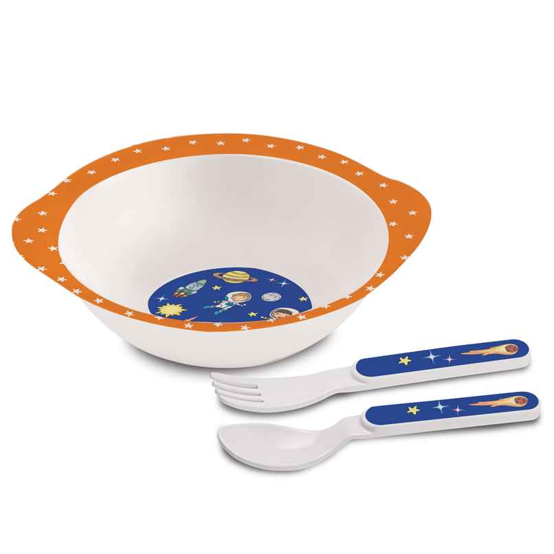 Cello Kidzbee Cereal Bowl Cosmic Explorer Melamine Bowl Set for KidsSet of 3, Navy Blue