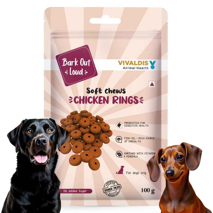 Bark Out Loud | Chicken Rings Dog Treats | Soft Chews with Prebiotics| Snacks for Dogs 100 gms