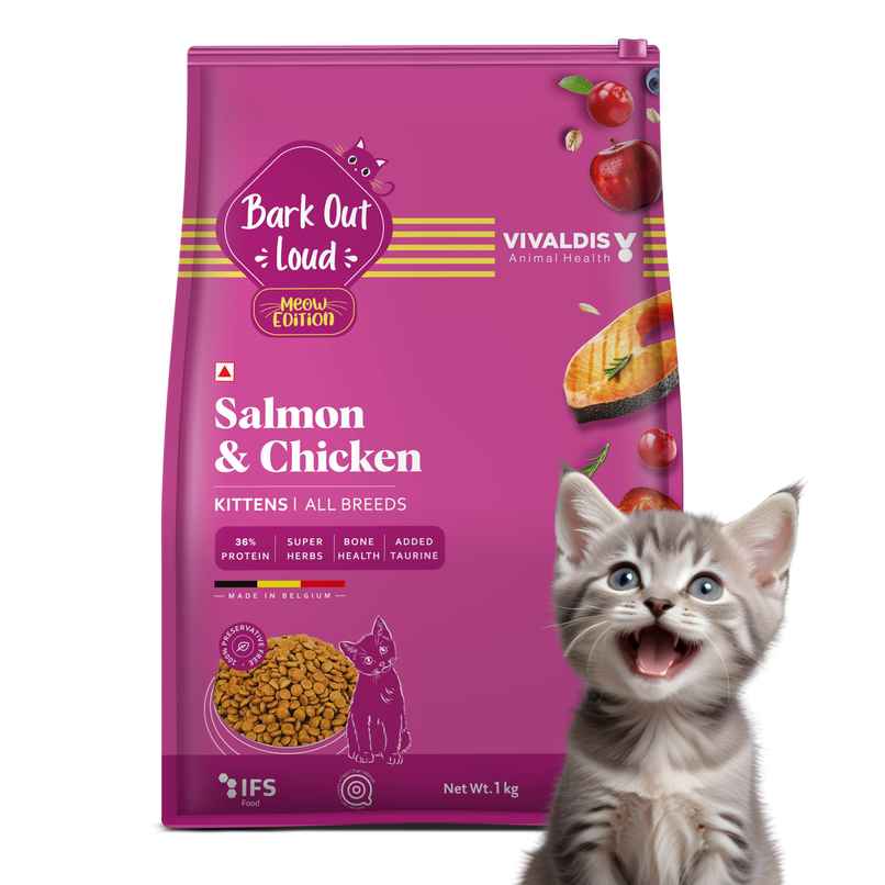 Bark Out Loud - Premium Kitten Dry Food | Fresh Salmon Fish & Chicken Hairball Control & Taurine