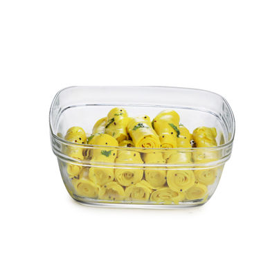 Cello Nadir Square Glass Bowl with Lid | Stackable Glass Container | 1.15 L Capacity