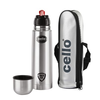 Cello Flip Style Stainless Steel Vacuum Insulated Flask with Jacket 1 L