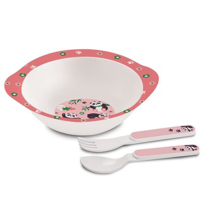 Cello Kidzbee Cereal Bowl Bamboo Buddies Melamine Bowl Set for Kids Set of 3, Peach