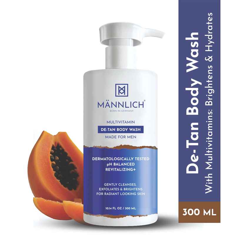 Mannlich Multivitamin 2% Kojic Acid Body Wash For Tan Removal And Brightening