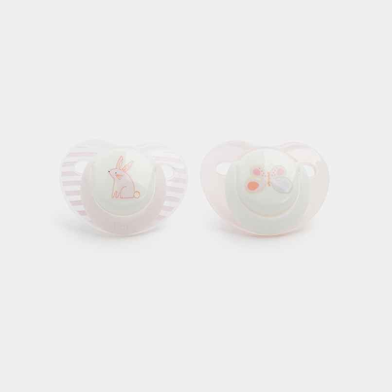 Mothercare Bpa Free Ultra-Soft Butterfly/Bunny Soothers For Newborns 0-6 Months - Pack Of 2