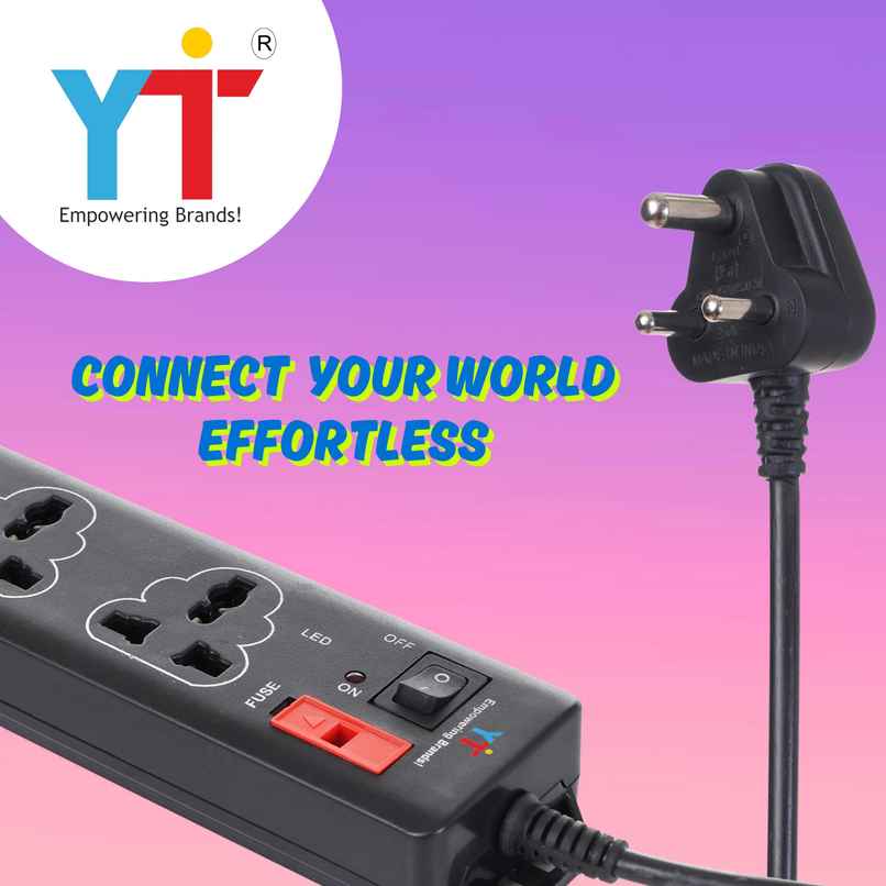 YTI Power Strip 4+1 Black with 2 m BIS Wire