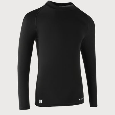 Decathlon | Kipsta Kids Football Long-Sleeve Compression Base Layer T-shirt | Black - 14-15 Years