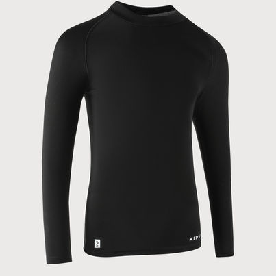Decathlon | Kipsta Kids Football Long-Sleeve Compression Base Layer T-shirt | Black - 12-13 Years