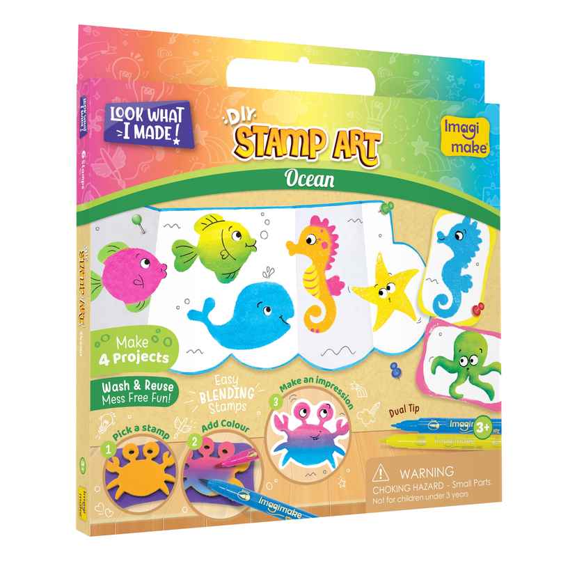 Imagimake Stamp Art | Jungle & Ocean | Creative Toy | Themed Stamp Painting Craft Set Imagimake Stamp Art | Jungle & Ocean | Creative Toy | Themed Stamp Painting Craft Set