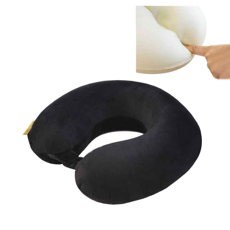ORKA Unisex Solid Supersoft Neck Pillow | Black - One Size