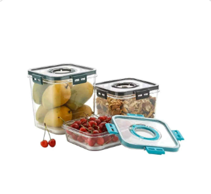 YELLOCUT Air Tight ABS Plastic Container Set | Transparent - 700 ml | 1400 ml | 2100 ml