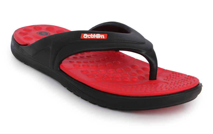 Action Slipper For Men | Hran-24 Black-Red - UK-9