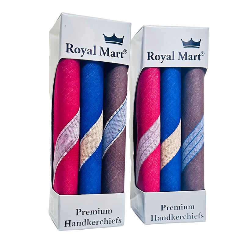Royal Mart Men's Striped Cotton Handkerchief | Assorted Royal Mart Men's Striped Cotton Handkerchief | Assorted
