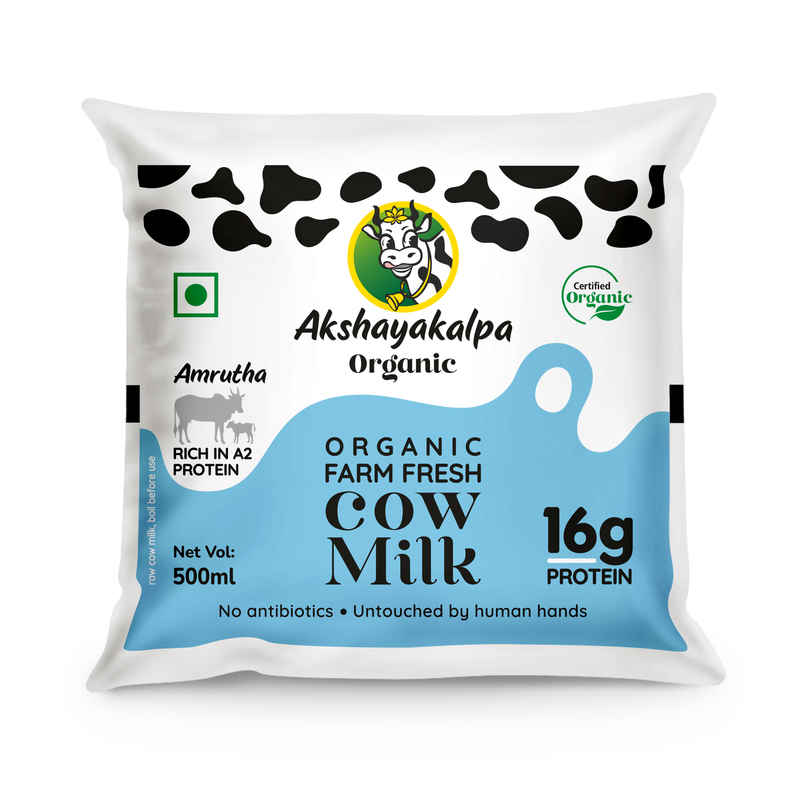 Akshayakalpa Amrutha - A2 Farm Organic Cow Fresh Milk | Pouch