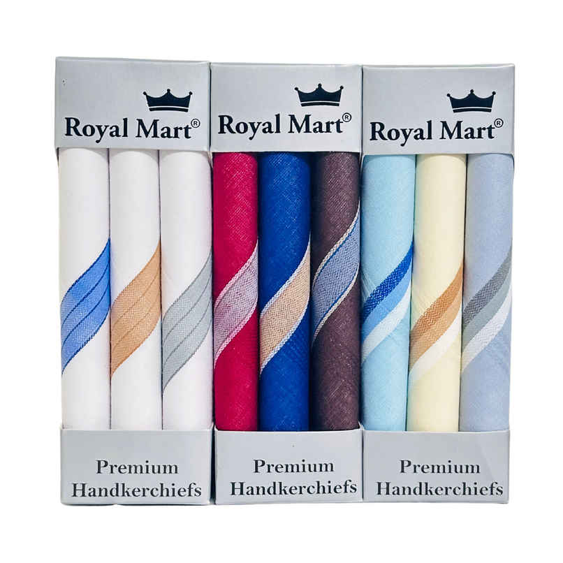 Royal Mart Men's Striped Cotton Handkerchief | Multicolour Royal Mart Men's Striped Cotton Handkerchief | Multicolour