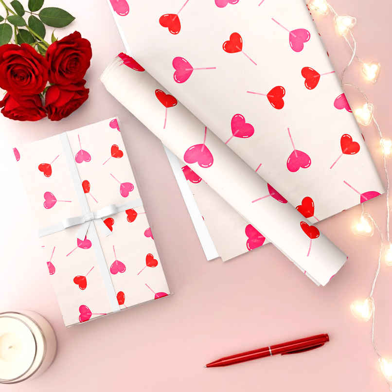 Candy Love Heart Gift Wrapping Paper | Bright Storey