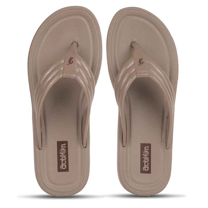 Action Women's Hran-61 | Super Soft & Commtable Slippers | Daily Wear Slippers | Chiku - UK 8