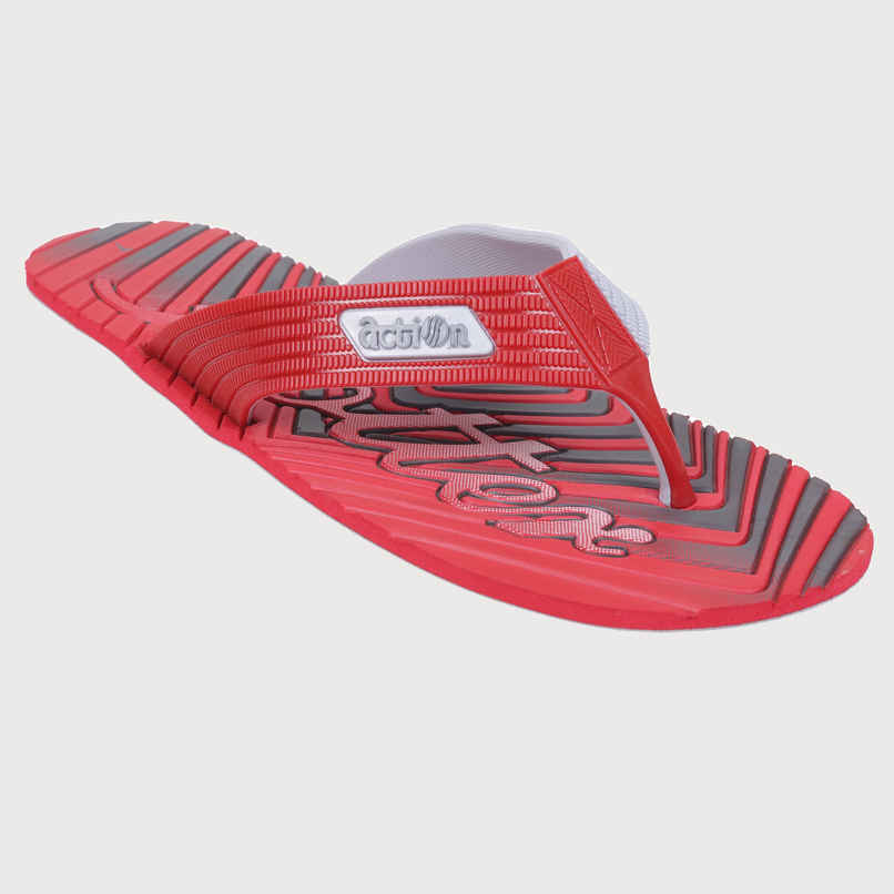 Action Eva Flotter Mens Slippers | Uk | 9 | Light Grey Red