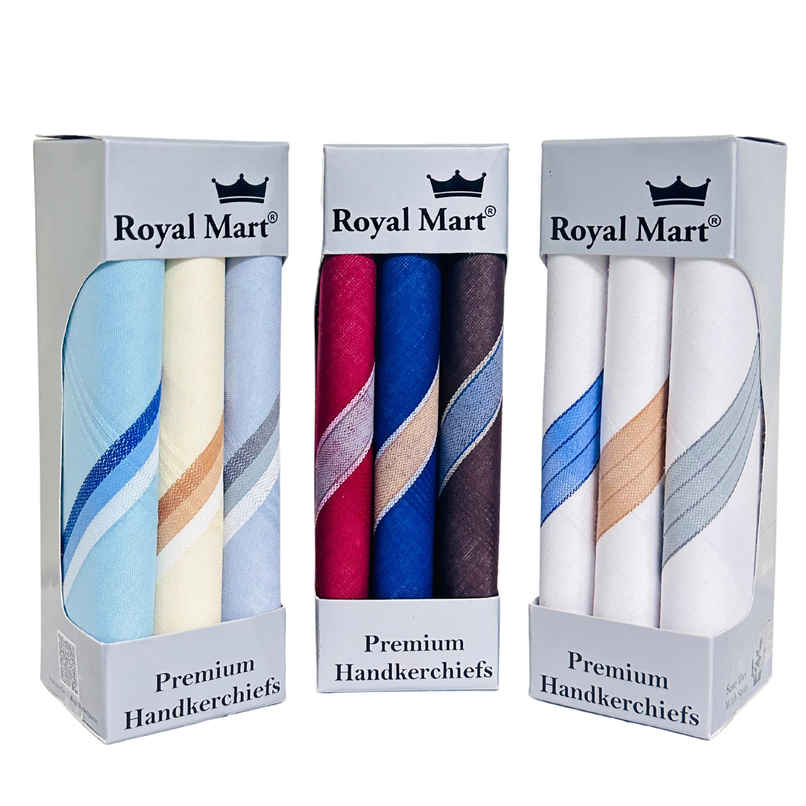 Royal Mart Men's Striped Cotton Handkerchief | Multicolour