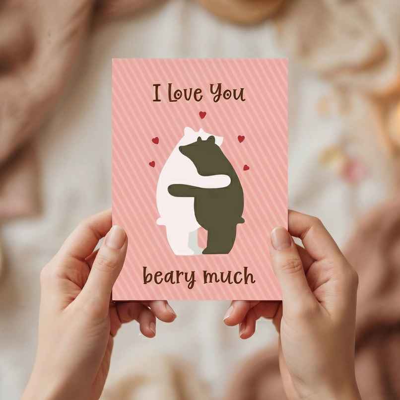 I Love You Beary Much Cute Greeting Card | Oye Happy