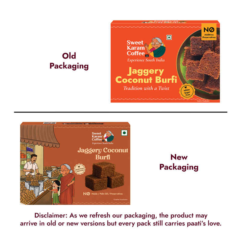 Sweet Karam Coffee Jaggery Coconut Burfi - No Preservatives Sweet Karam Coffee Jaggery Coconut Burfi - No Preservatives