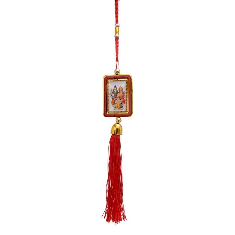 Divine Vibes Square Shape Rotational Side Shiv Pariwar Car Hanging Decorative Divine Vibes Square Shape Rotational Side Shiv Pariwar Car Hanging Decorative