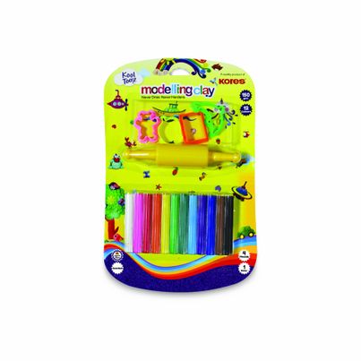 Kores Modelling Clay |12 Shades | 4 Moulds | 1 Roller