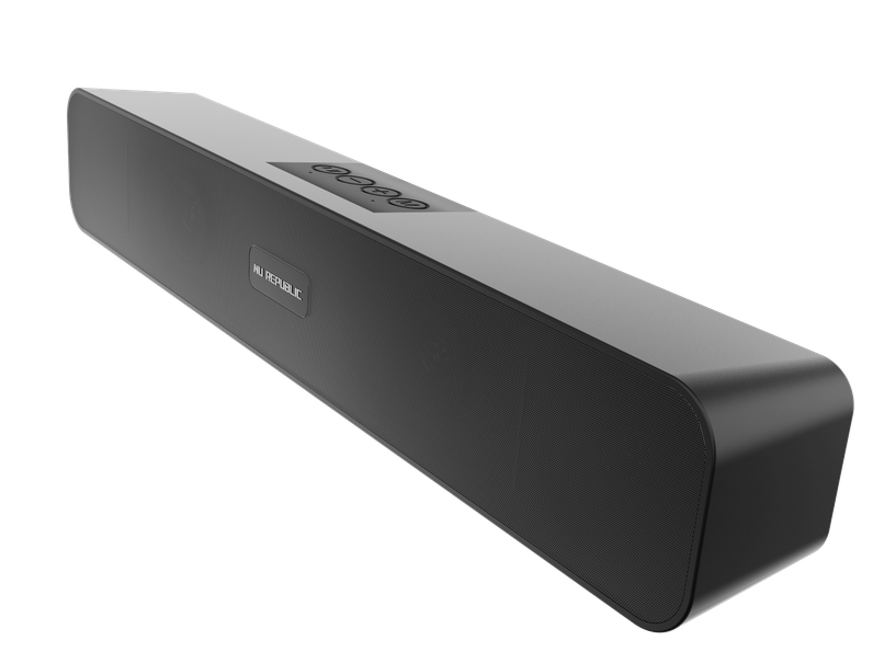 Nu Republic Soundbar 20 Bluetooth Soundbar with X-Bass Technology, 52mm Dynamic Drivers, Upto 12 Hrs Playtime, 20 W Output, Aux/USB Port, 5.0 Channel - Black