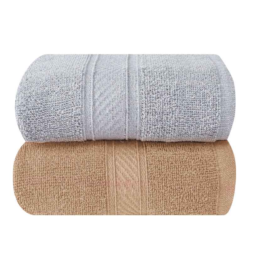 Furnofy 2 Pcs 450 GSM 16" X 24" Cotton Hand Towels | Grey And Beige Furnofy 2 Pcs 450 GSM 16" X 24" Cotton Hand Towels | Grey And Beige