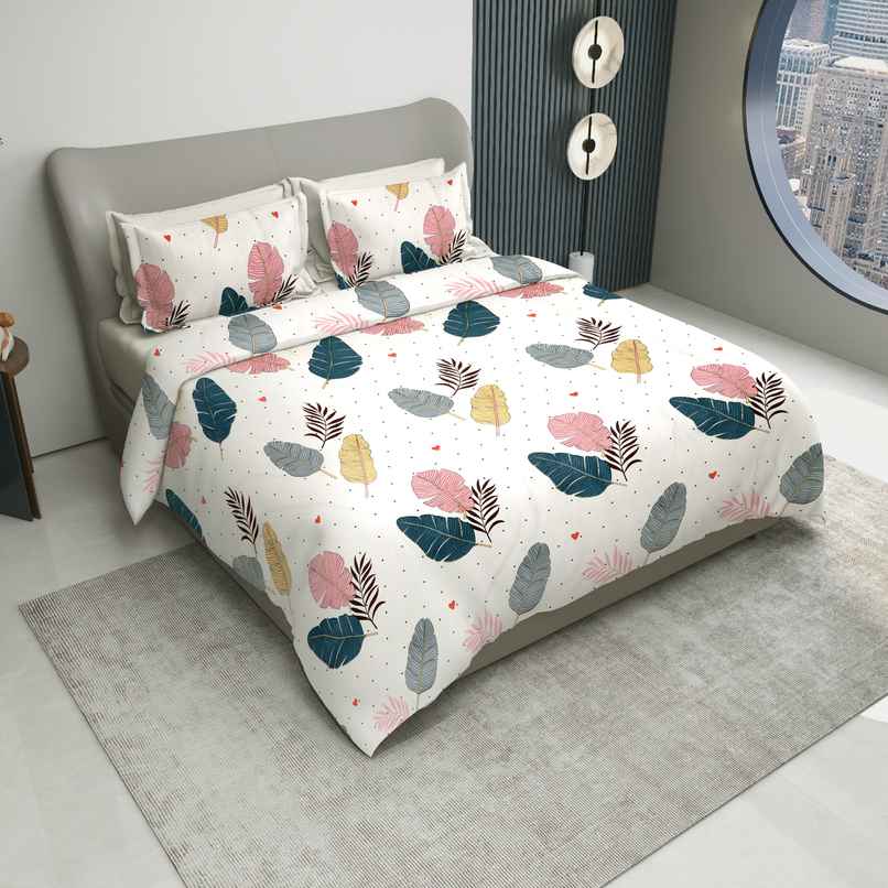 Dream Living Twizy Queen Floral Bedsheet 115 GSM Microfibre | 2 Pillow Covers, Multicolour, 87x98in