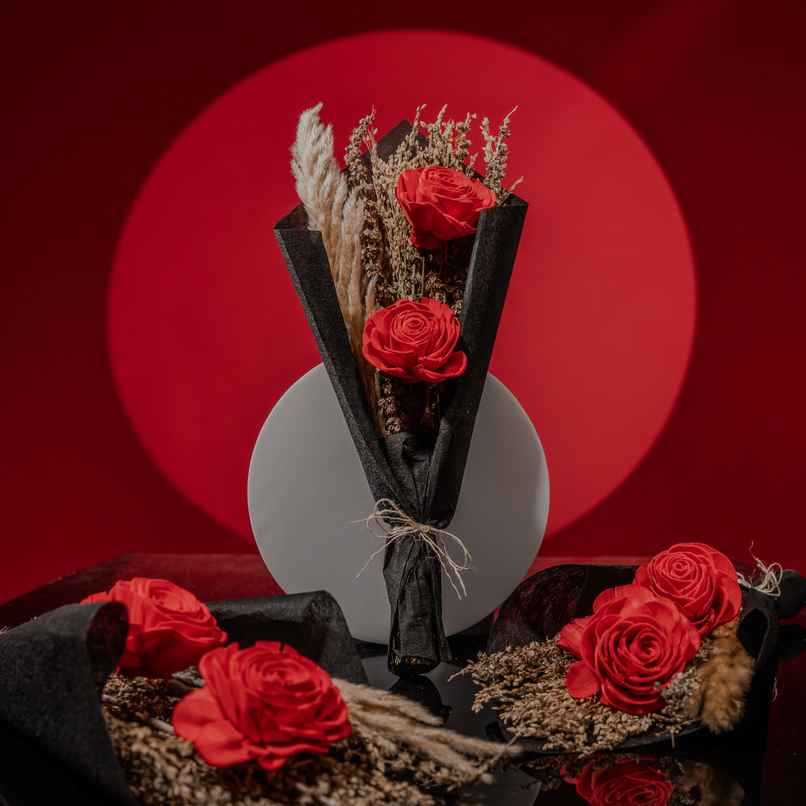 Forever Love Red Rose Dried Flower Bouquet | Ideal for Gifting | Poshh Forever Love Red Rose Dried Flower Bouquet | Ideal for Gifting | Poshh