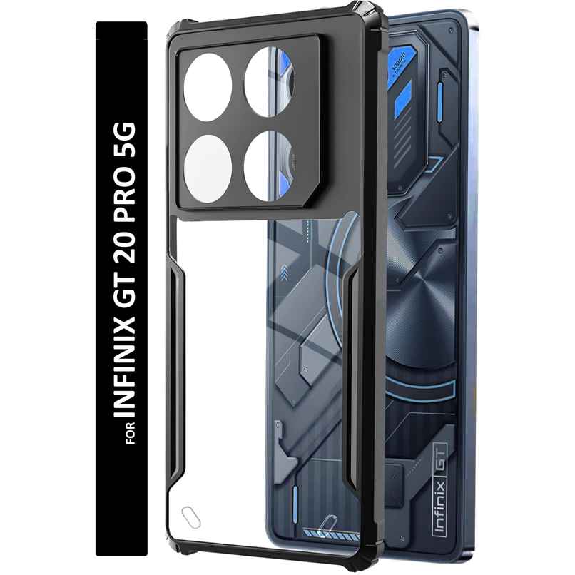Kwine Case Infinix Gt 20 Pro Back Cover - Black Bordered Transparent Case