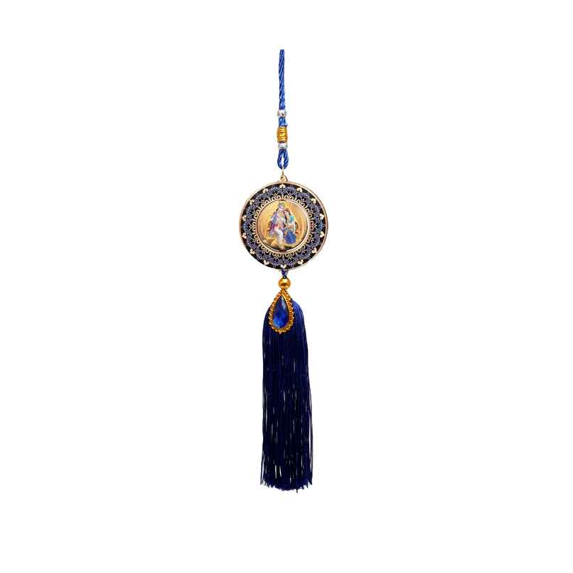 Divine Vibes Round Designer Radha Krishan Car Dashboard Hanging