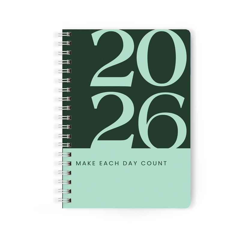 Papboo A5 Hardcover 2026 Diary with Calendar | 80 GSM | Ruled | 188 Pages | Green