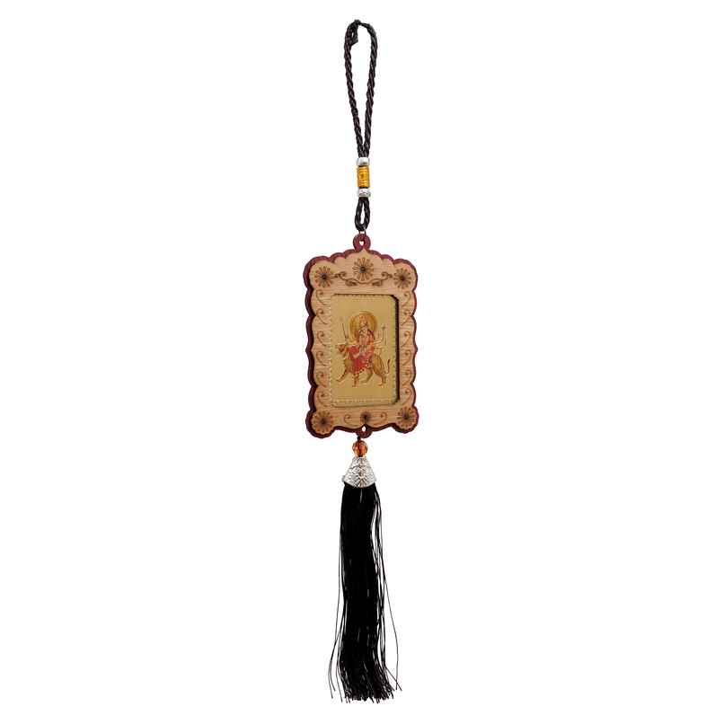 Divine Vibes Wooden Durga Ji Golden Car Dashboard Hanging Divine Vibes Wooden Durga Ji Golden Car Dashboard Hanging