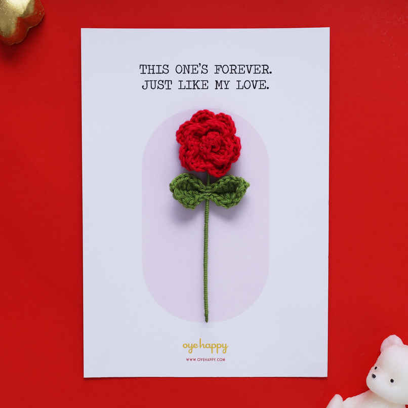 Handmade Crochet Flower Fridge Magnet Greeting Card | Oye Happy