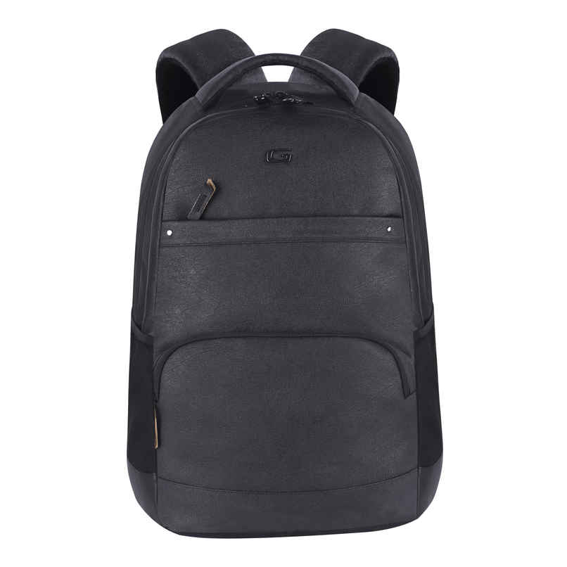 Gear Unisex Solid Artificial Leather 28 L Laptop Backpack | Black