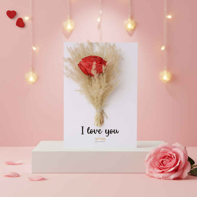 Handmade Flower Bouquet Greeting Card with Dried Flowers | Oye Happy