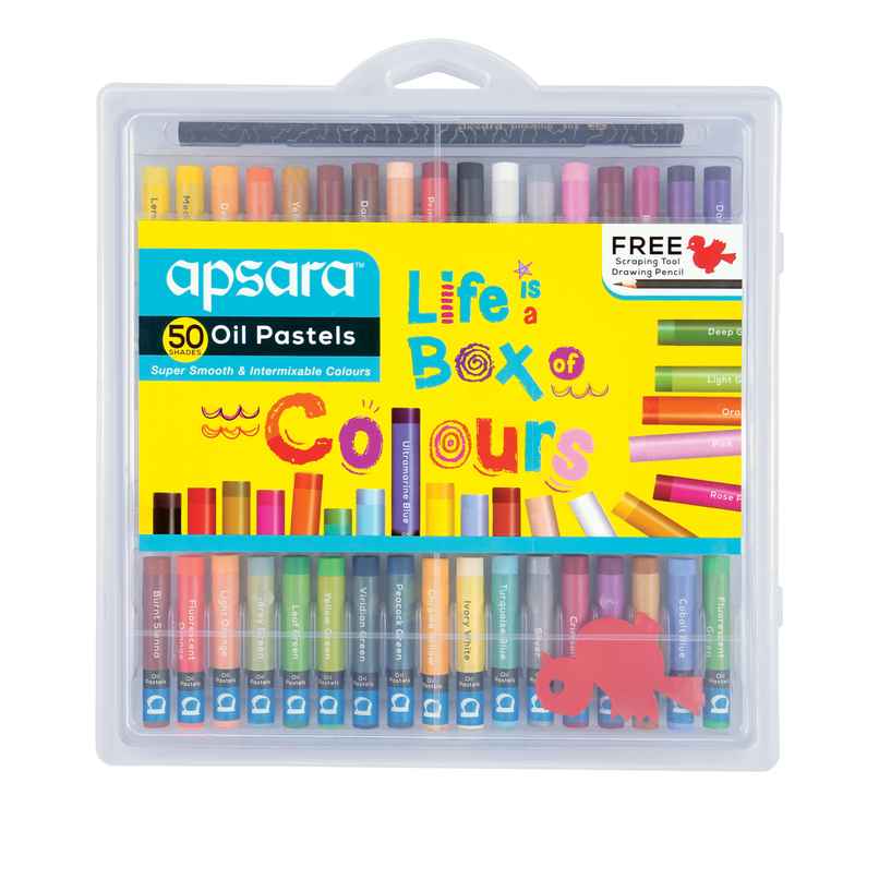 Apsara Oil Pastels 50 Shades - Plastic Box | Smooth Coloring
