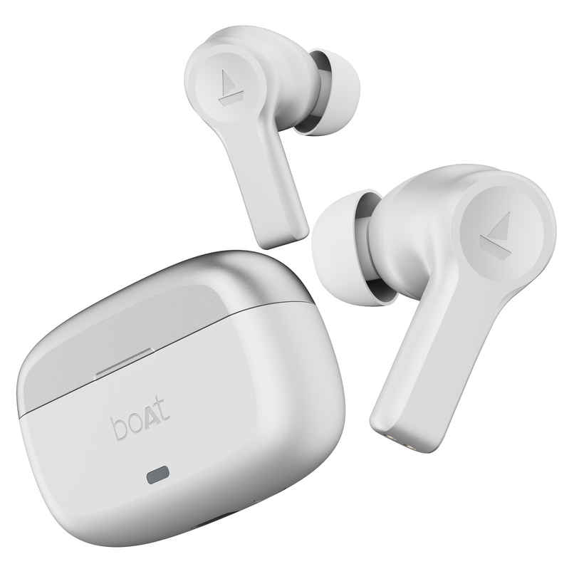 boAt Nirvana Lucid w/ 32 dB ANC, Multi-Point Connectivity, in-Ear Detection, 60HRS Playback, Hearables App, 4 Mics ENx, IPX5 Truly Wireless in Ear Earbuds, TWS Ear Buds(Zinc White)