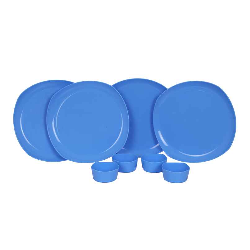 Java 12 Inch Plastic Plate with Bowl | 4 Plates and 4 Bowls - Blue Java 12 Inch Plastic Plate with Bowl | 4 Plates and 4 Bowls - Blue