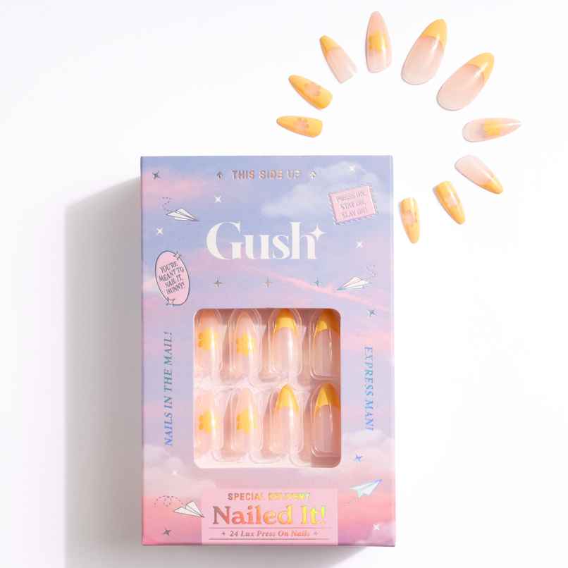 Gush Beauty | Reusable Luxury Press On Nails With Application Kit | Summer Flowers- Medium Almond Gush Beauty | Reusable Luxury Press On Nails With Application Kit | Summer Flowers- Medium Almond