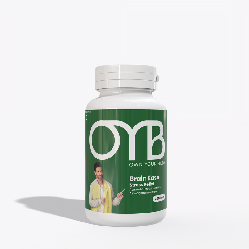 OYB Brain Ease Stress Relief with Ashwagandha & Brahmi for Calm Mind, Focus & Anxiety Support
