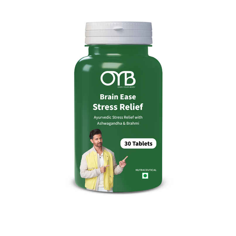 OYB Brain Ease Stress Relief with Ashwagandha & Brahmi for Calm Mind, Focus & Anxiety Support