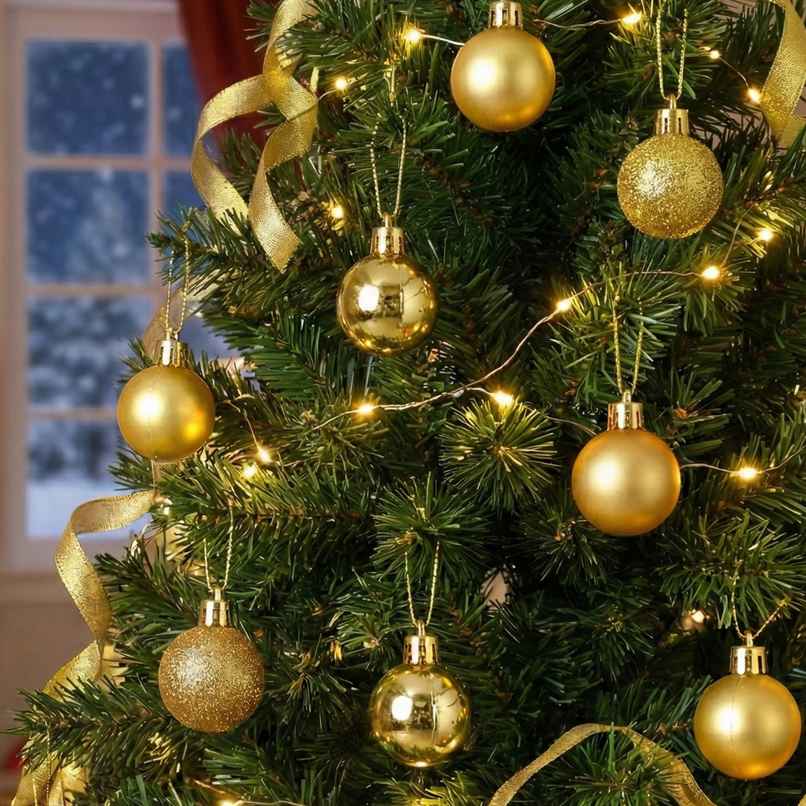 Christmas Tree Hanging Golden Balls | 3 cm | Classic Tree Decor | Mad Over Print