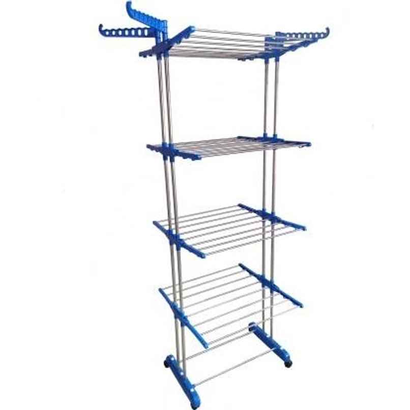 TNC Blue Double Poll 4 Tier Stainless Steel Cloth Dryer Stand TNC Blue Double Poll 4 Tier Stainless Steel Cloth Dryer Stand