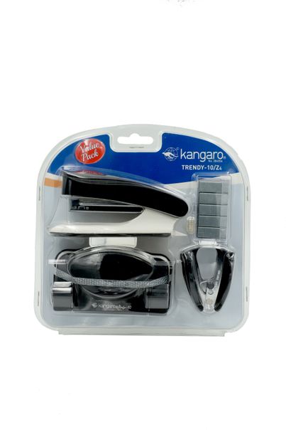 Kangaro Trendy Series Set Of Trendy Stapler, Perfo Punch, Staple Remover And Staples Pin - Assorted