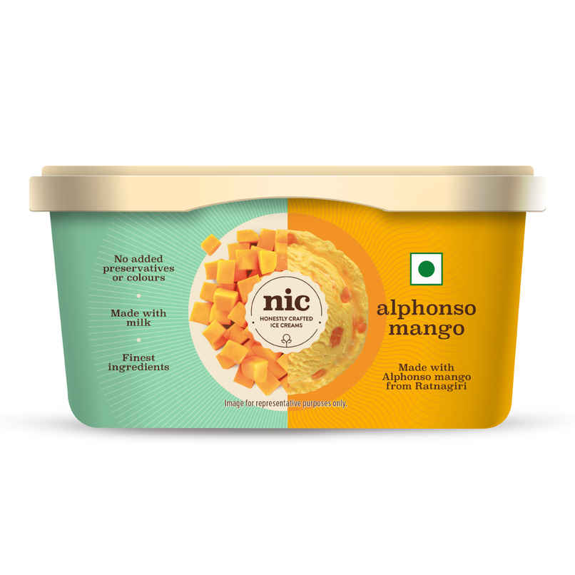 NIC Alphonso Mango Ice Cream Tub | Preservative Free | No Artificial Flavors NIC Alphonso Mango Ice Cream Tub | Preservative Free | No Artificial Flavors
